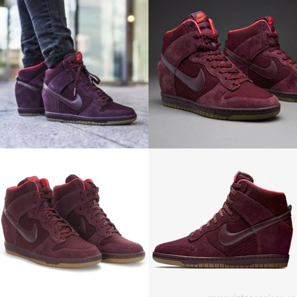 Nike Women's High-Top Sneakers in Burgundy with Red Lining